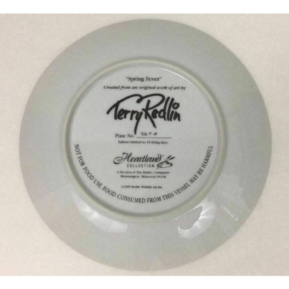 1995 Terry Redlin Collector Plate Spring Fever Children Flying Kites Heartland - Picture 4 of 5